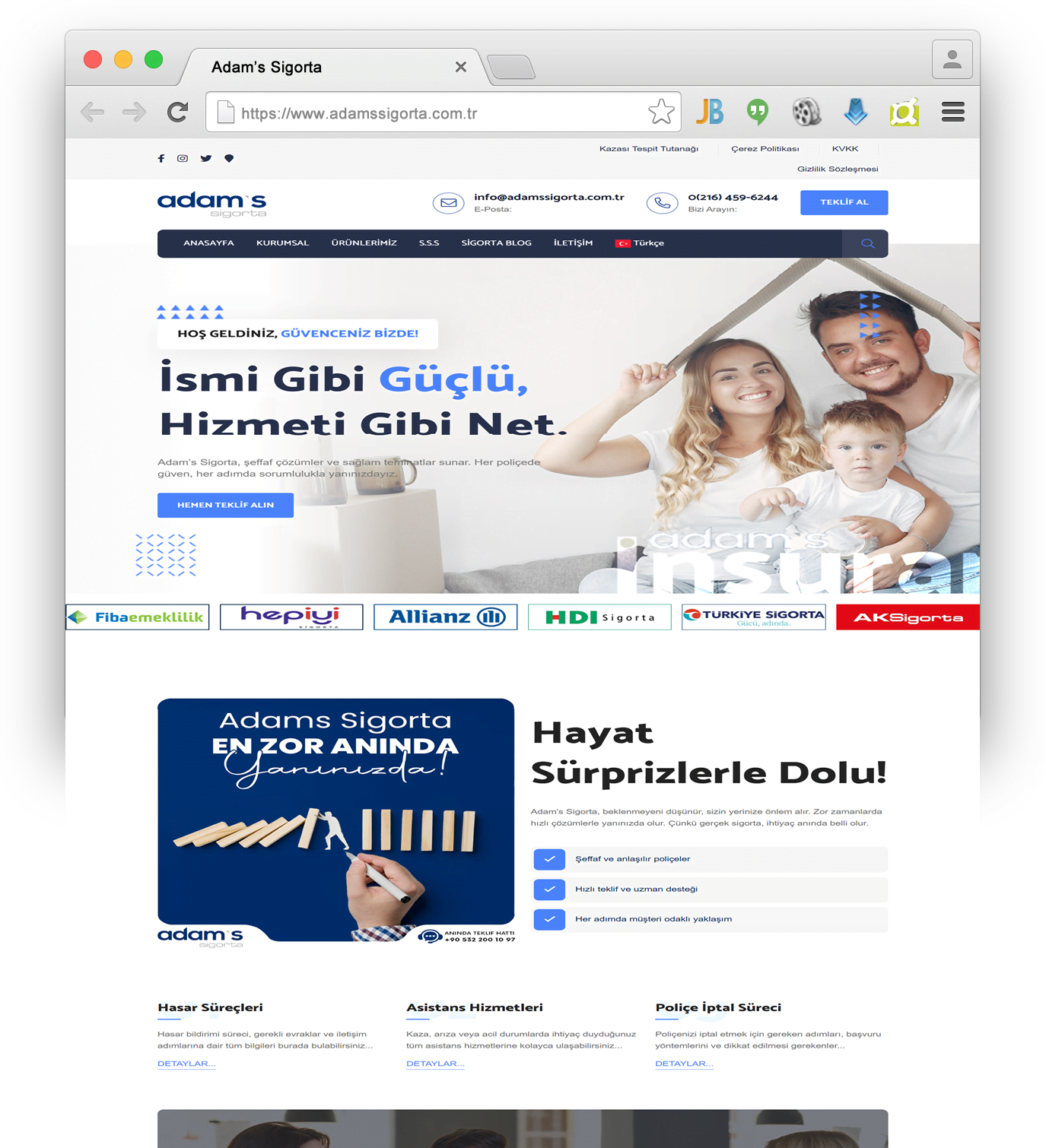 Adams Sigorta web Tasarım